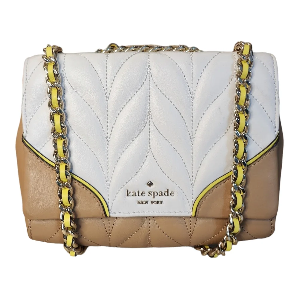 Kate Spade Emelyn Briar Lane Mini Quilted Crossbody in White/Beige - Picture 2 of 10